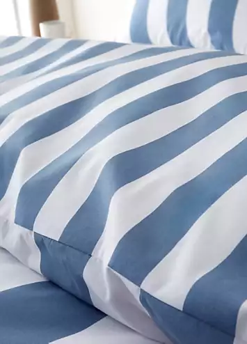 Catherine Lansfield Blue Cove Stripe Reversible Duvet Cover Set | Kaleidoscope