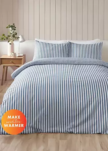 Catherine Lansfield Brushed Cotton Stripe Duvet Cover Set - Blue | Kaleidoscope