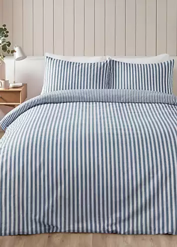 Catherine Lansfield Brushed Cotton Stripe Duvet Cover Set - Blue | Kaleidoscope