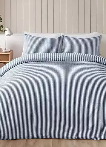 Catherine Lansfield Brushed Cotton Stripe Duvet Cover Set - Blue | Kaleidoscope