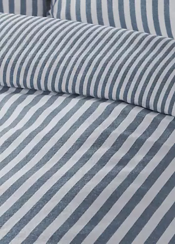 Catherine Lansfield Brushed Cotton Stripe Duvet Cover Set - Blue | Kaleidoscope