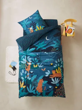 Children's Duvet Cover + Pillowcase Set, JUNGLE NIGHT - dark blue