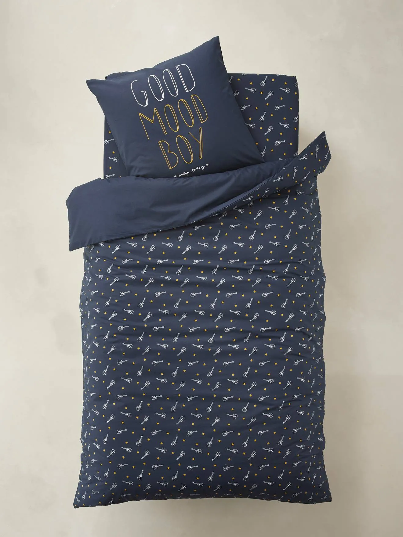 Children's Duvet Cover + Pillowcase Set, ROCK STAR - dark blue