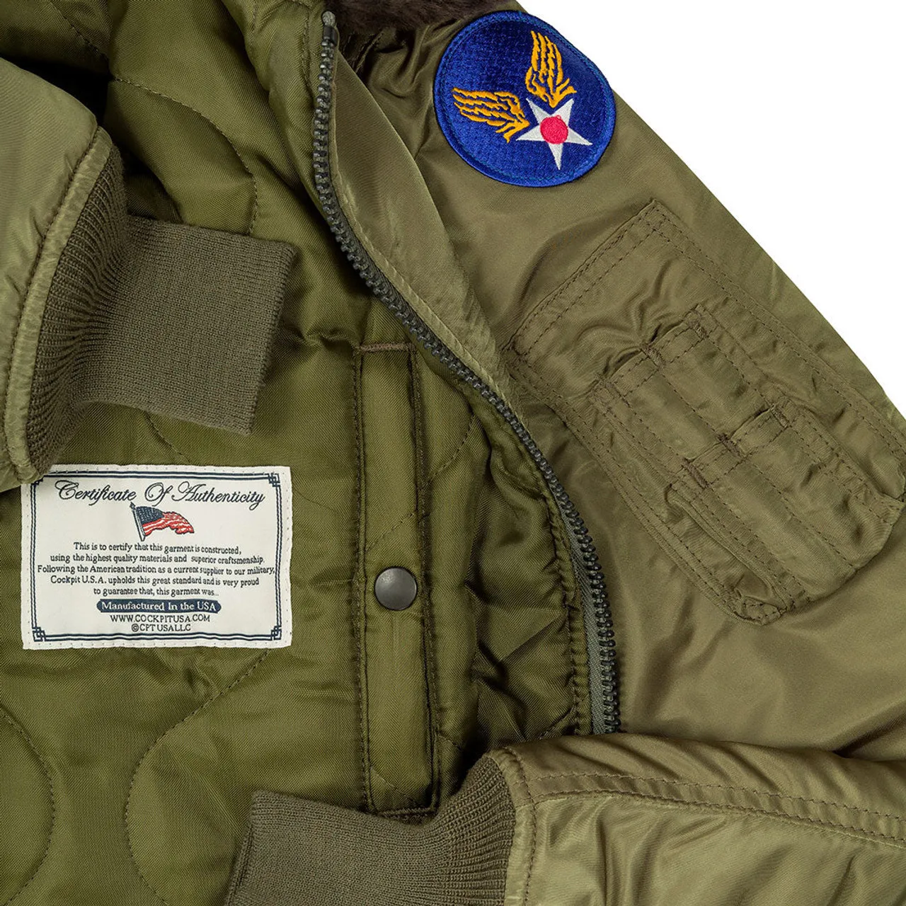 Cockpit USA B-15 Nylon Jacket AF Blue, Olive, USA Made