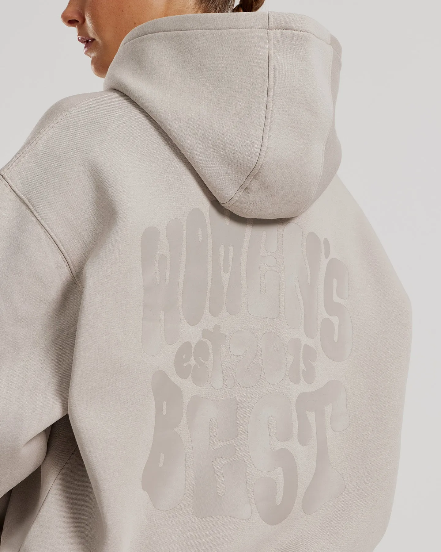 Comfort Oversized Statement Graphic Hoodie | Stone