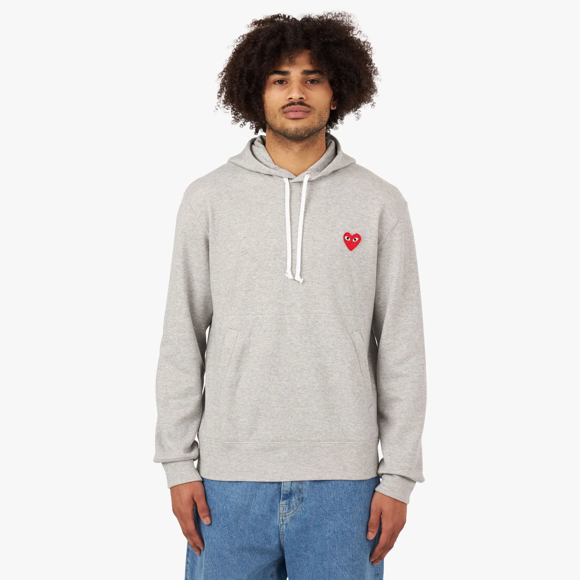 COMME des GARONS PLAY Red Heart Pullover Hoodie / Grey