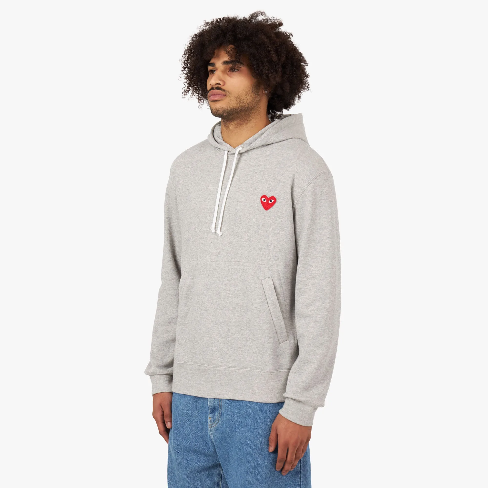 COMME des GARONS PLAY Red Heart Pullover Hoodie / Grey