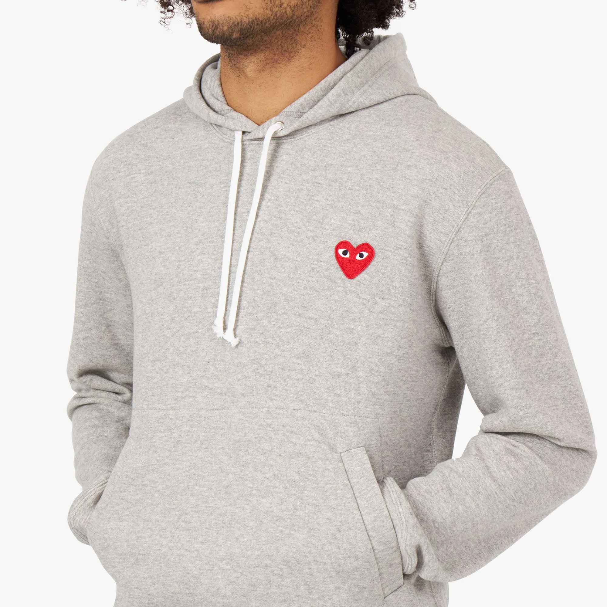 COMME des GARONS PLAY Red Heart Pullover Hoodie / Grey