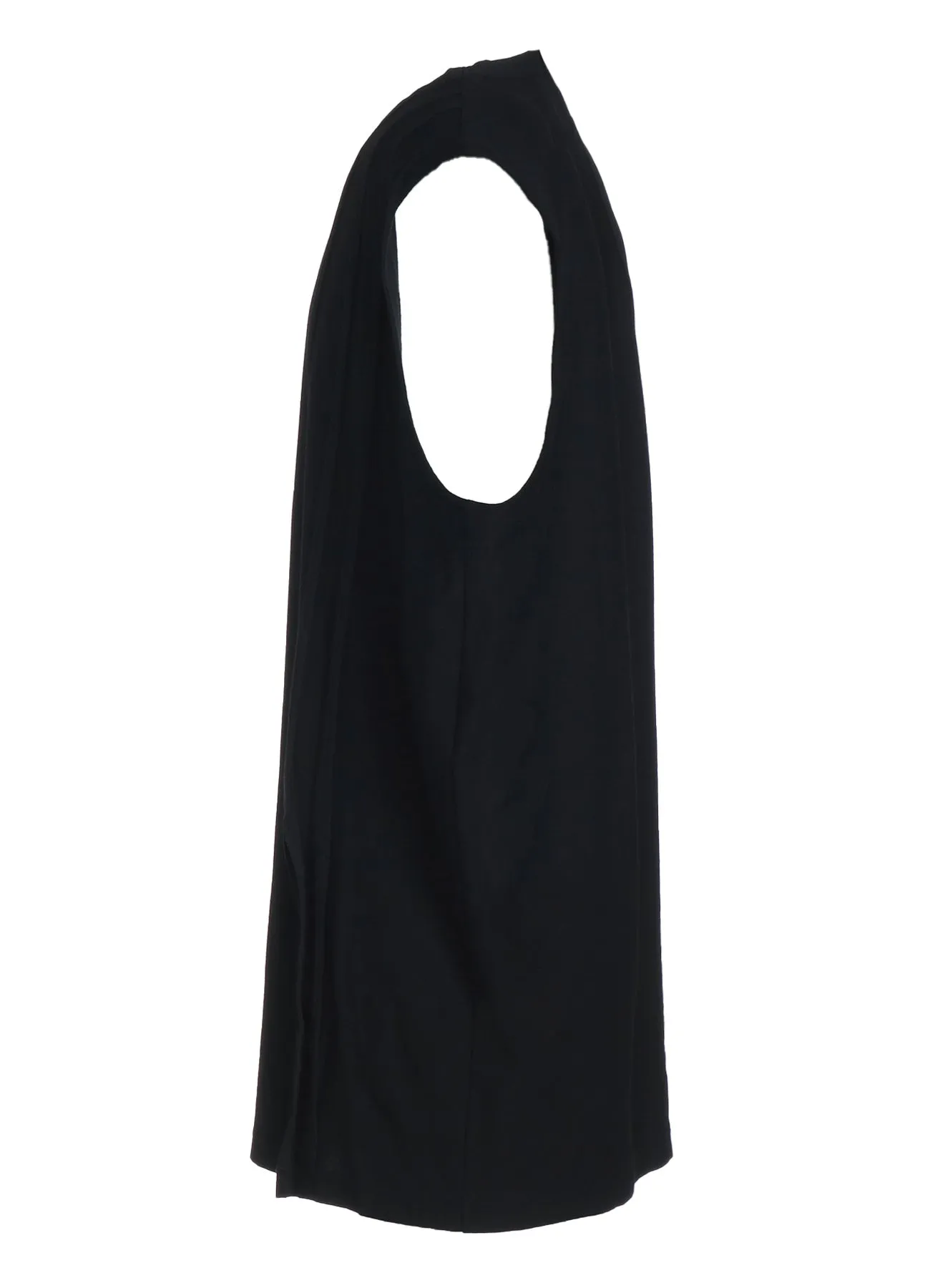 COTTON JERSEY VERTICALLY GRAFTED SLEEVELESS TOP WITH HEM SLIT