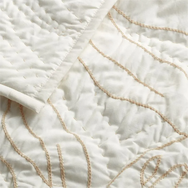 Crate&Barrel Ellsworth Organic White Floral Baby Crib Quilt