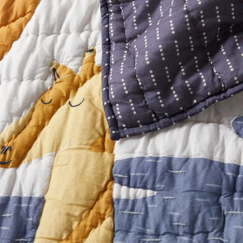 Crate&Barrel Equator Cotton Voile Reversible Kids Full/Queen Quilt