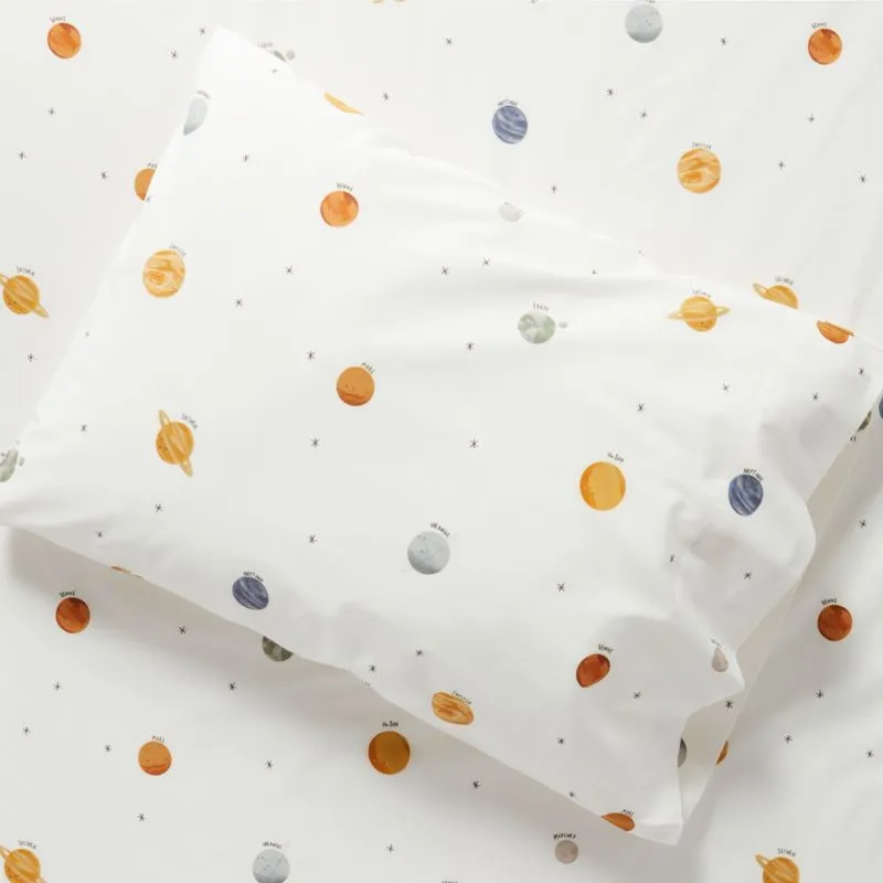 Crate&Barrel Stay Cool Outer Orbit Organic Cotton Kids Pillowcase