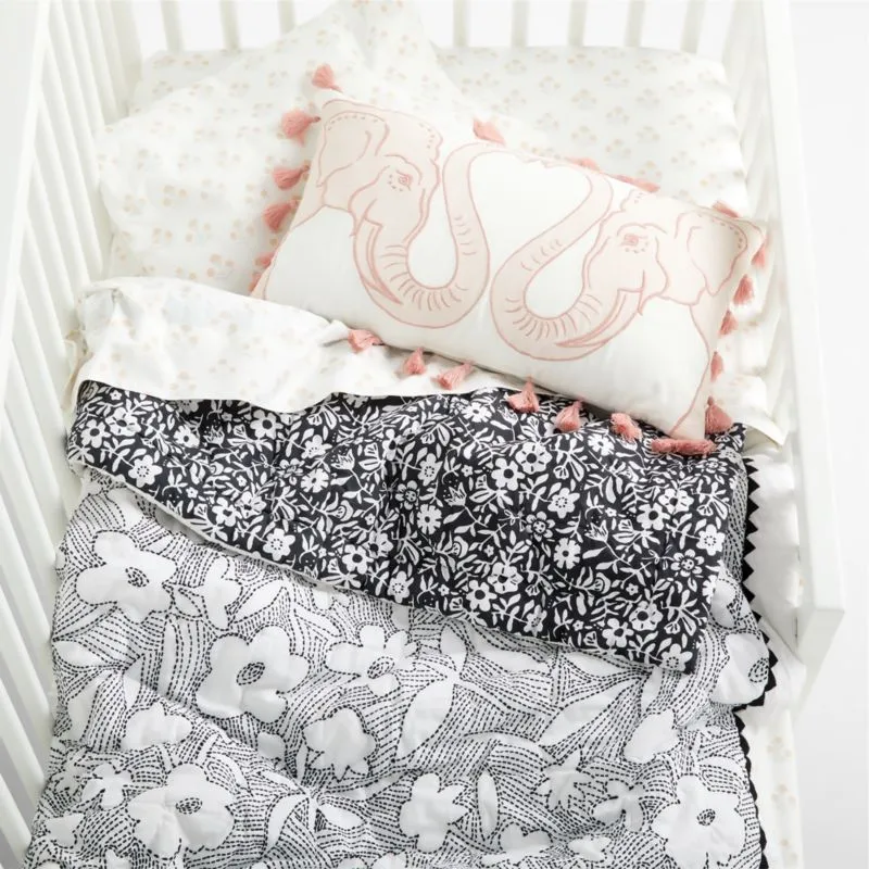 Crate&Barrel Suhavi Organic Floral Baby Crib Quilt by John Robshaw