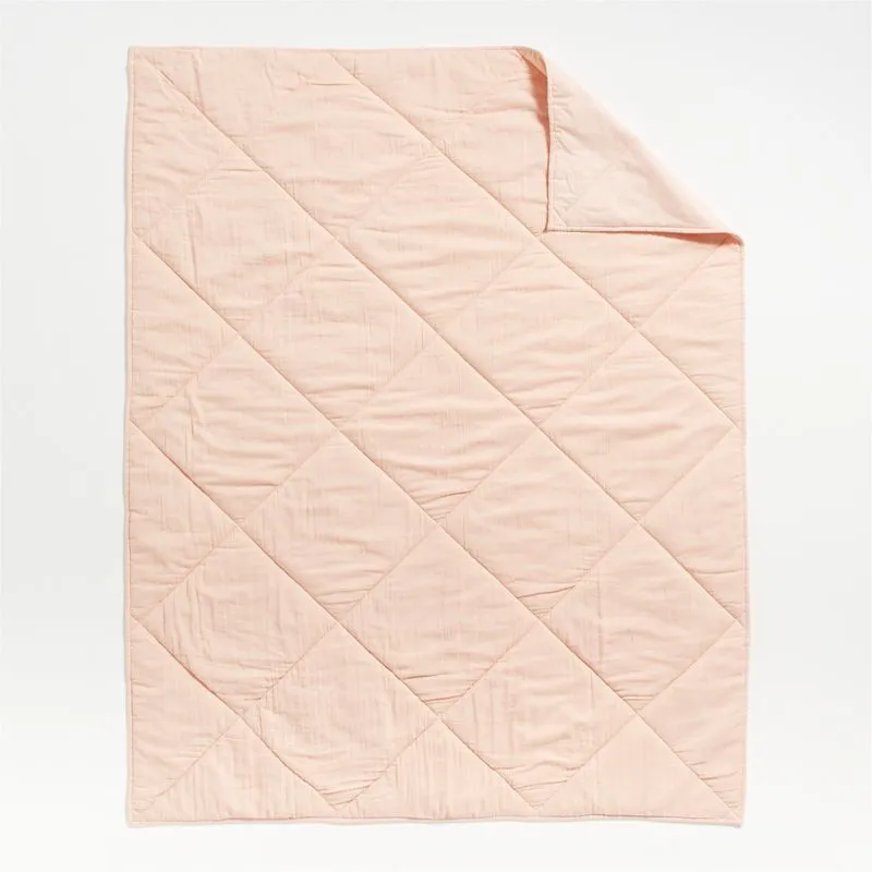 Crate&Barrel Supersoft Kids Elegant Pink Gauze Cotton Twin Quilt