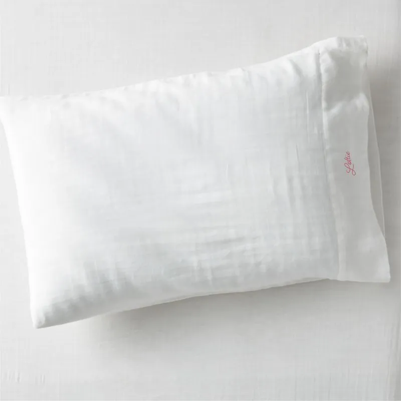 Crate&Barrel Supersoft Kids Pampas Ivory Organic Cotton Gauze Pillowcase