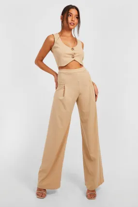 Cropped Vest & Wide Leg Pants