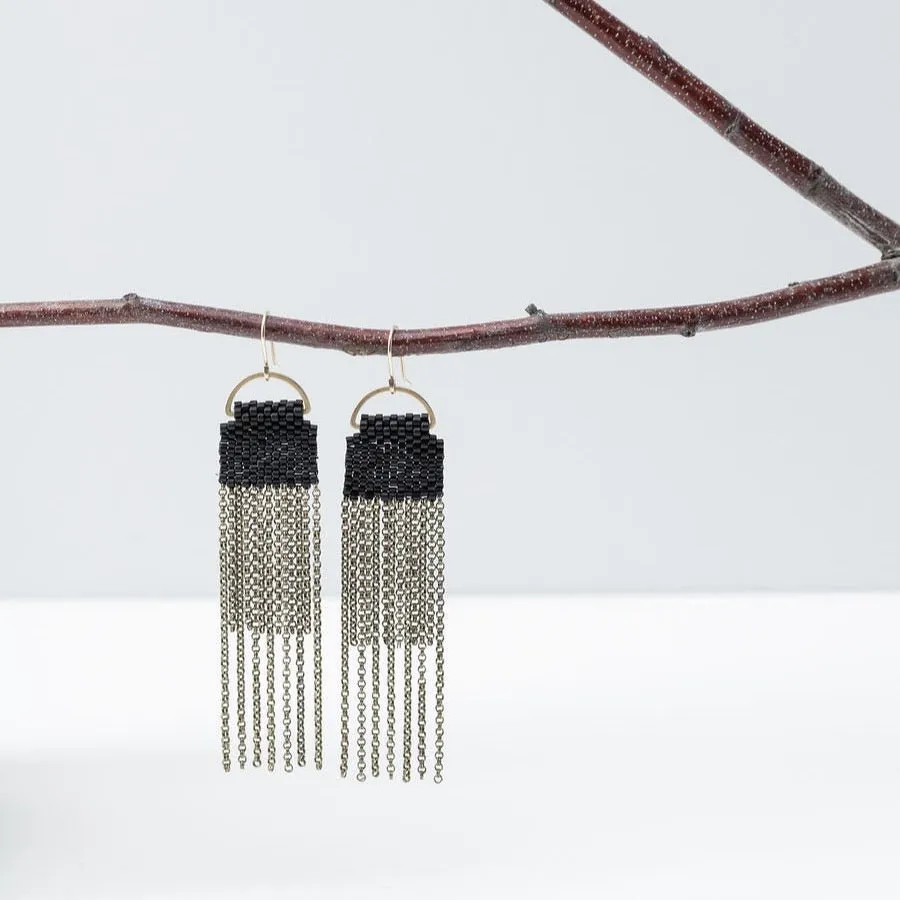 Curtain Earrings in Black