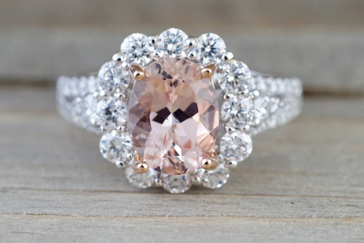 Cushion Morganite Diamond Ring