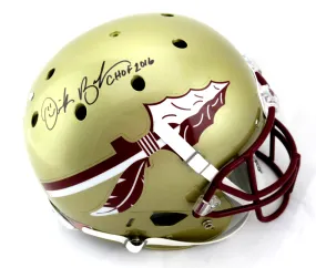 Derek Brooks Signed Florida State Seminoles Schutt Full Size Helmet With CHOF 2016 Inscription - JSA