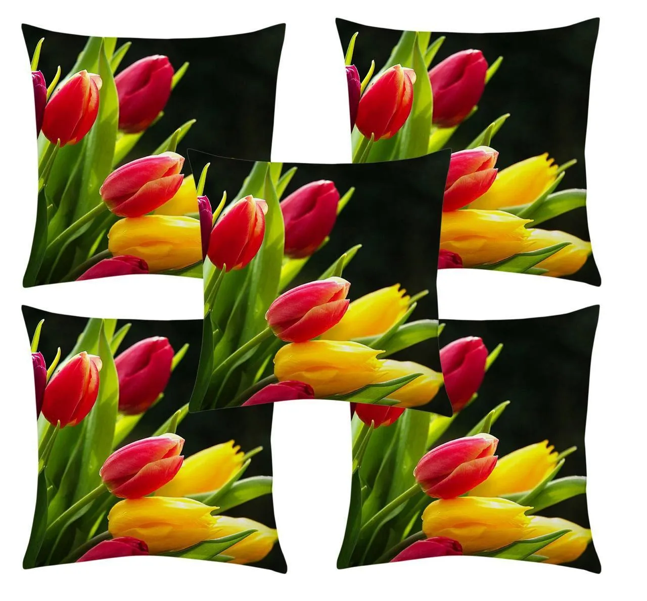 Digital Floral Printed Cushions Cover  (Pack of 5, 40 * 40 cm, Multicolor)