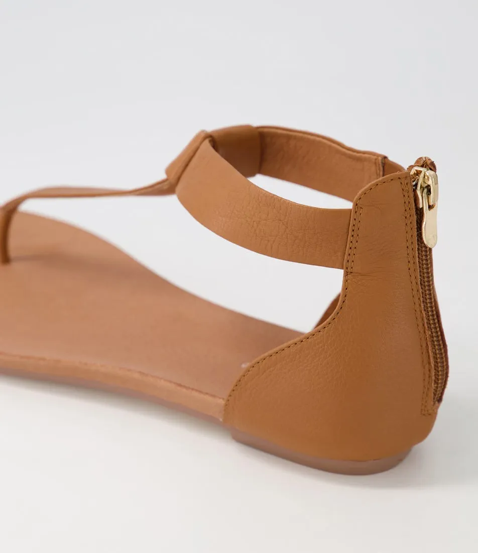 DJANGO & JULIETTE Jacklle Dark Tan Leather Sandals