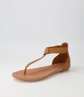 DJANGO & JULIETTE Jacklle Dark Tan Leather Sandals