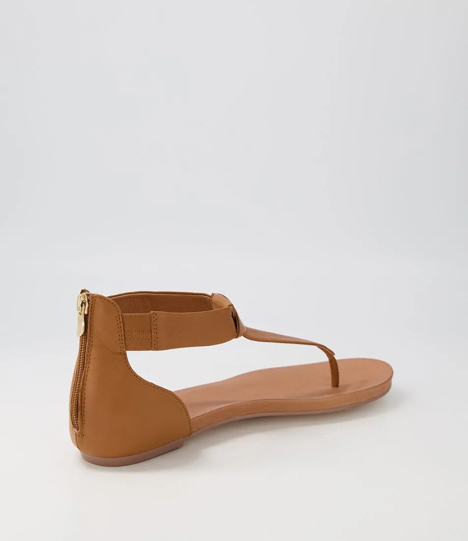 DJANGO & JULIETTE Jacklle Dark Tan Leather Sandals