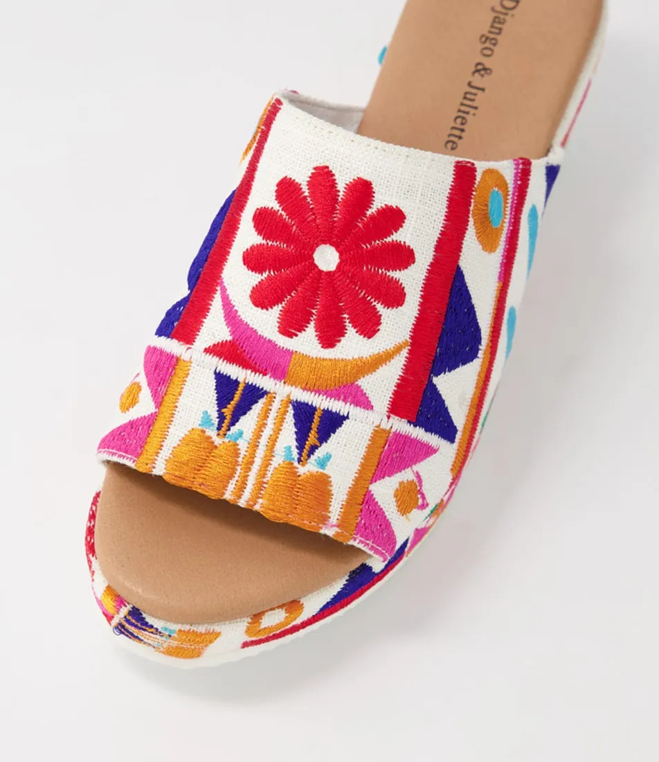 DJANGO & JULIETTE Sahann Bright Multi Fabric Sandals