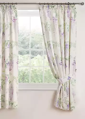 Dreams & Drapes Wisteria Pair of Pencil Pleat Curtains with Tie-Backs - Lilac | Kaleidoscope