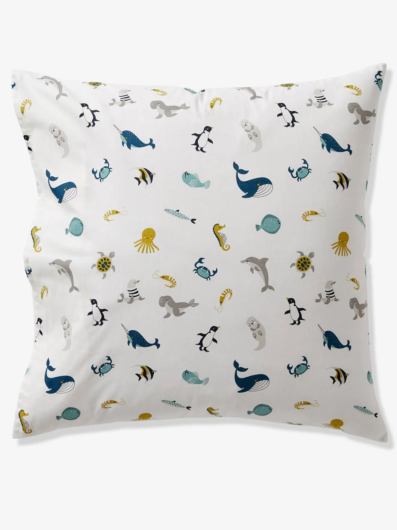 Duvet Cover + Pillowcase Set for Children, Marine Animal Alphabet Theme - white