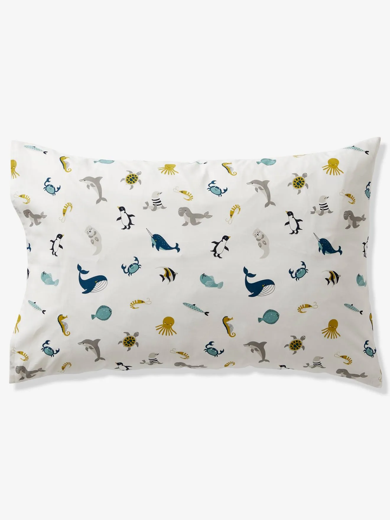 Duvet Cover + Pillowcase Set for Children, Marine Animal Alphabet Theme - white