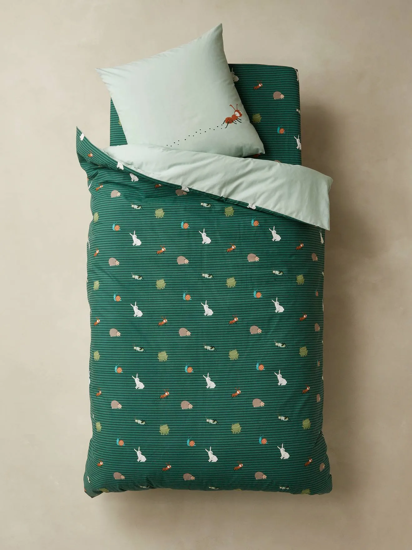 Duvet Cover + Pillowcase Set for Children, Pure Organic Cotton* CLASSE VERTE - green