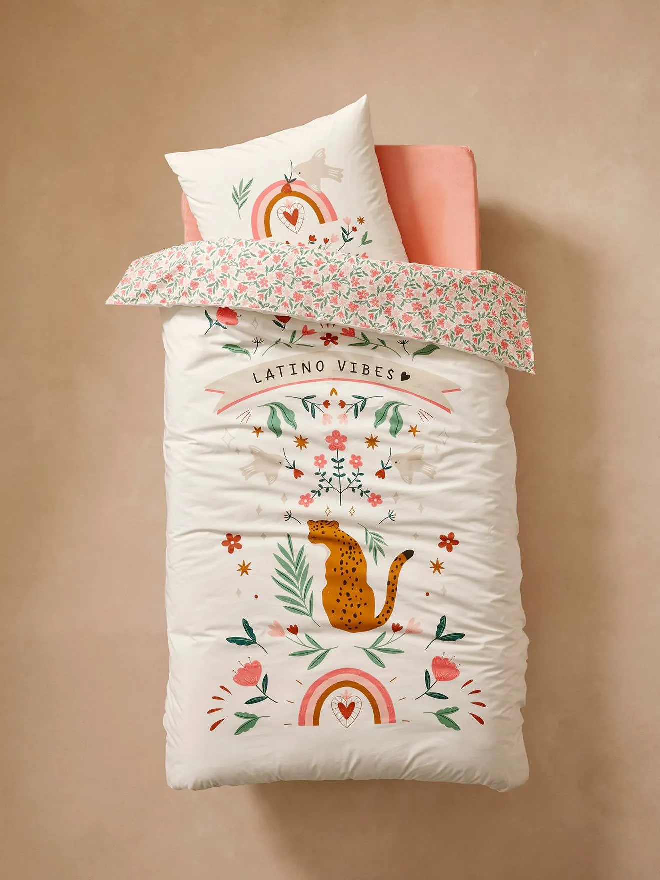 Duvet Cover + Pillowcase Set with Recycled Cotton, Latino Vibes - multicoloured