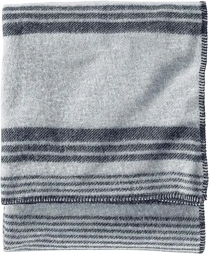 ECO-WISE WOOL PLAID/STRIPE BLANKET - QUEEN -ZA174