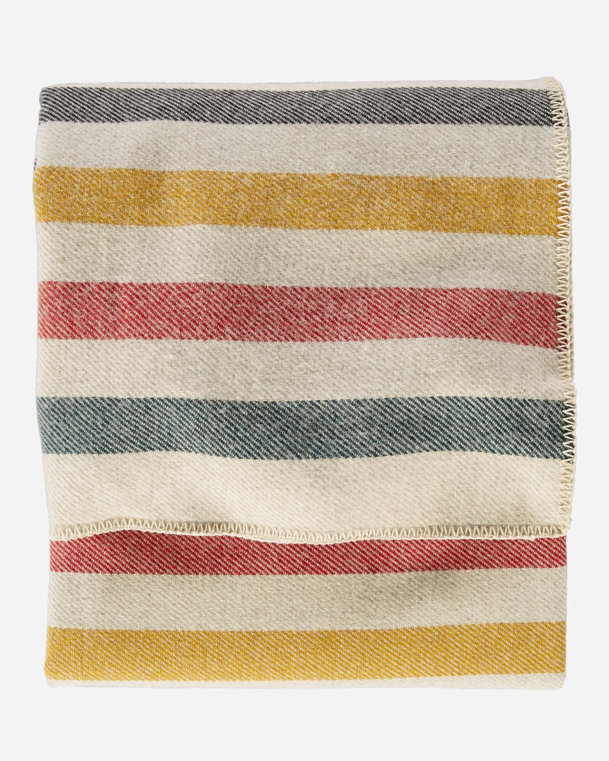 ECO-WISE WOOL PLAID/STRIPE BLANKET - QUEEN -ZA174