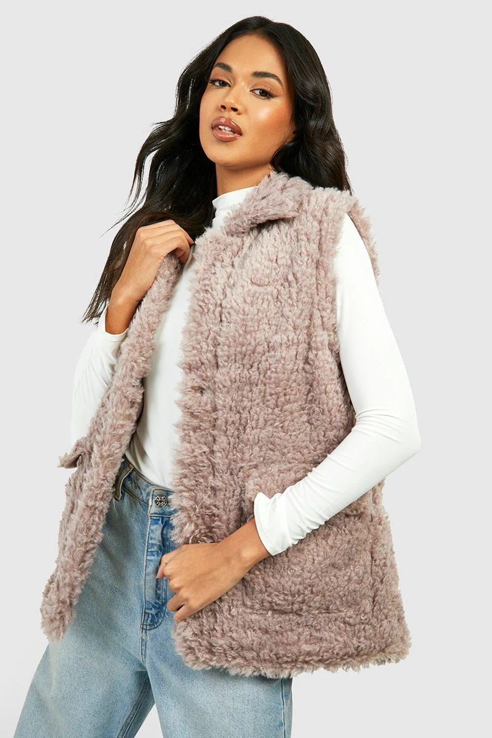 Faux Fur Pocket Detail Vest