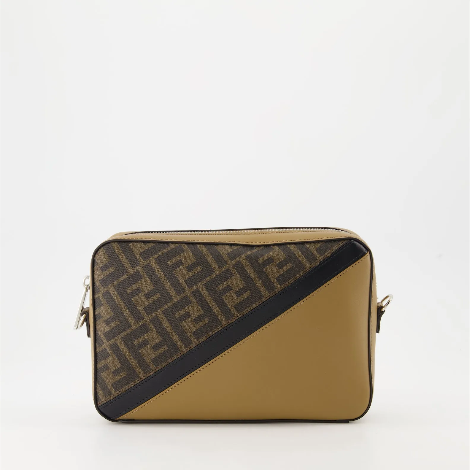 Fendi Diagonal Brown Leather Camera Bag