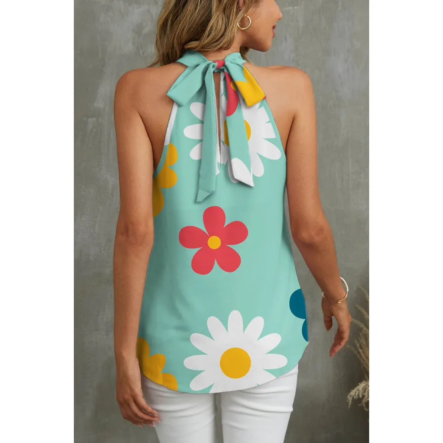 Flower Grecian Neck Tank