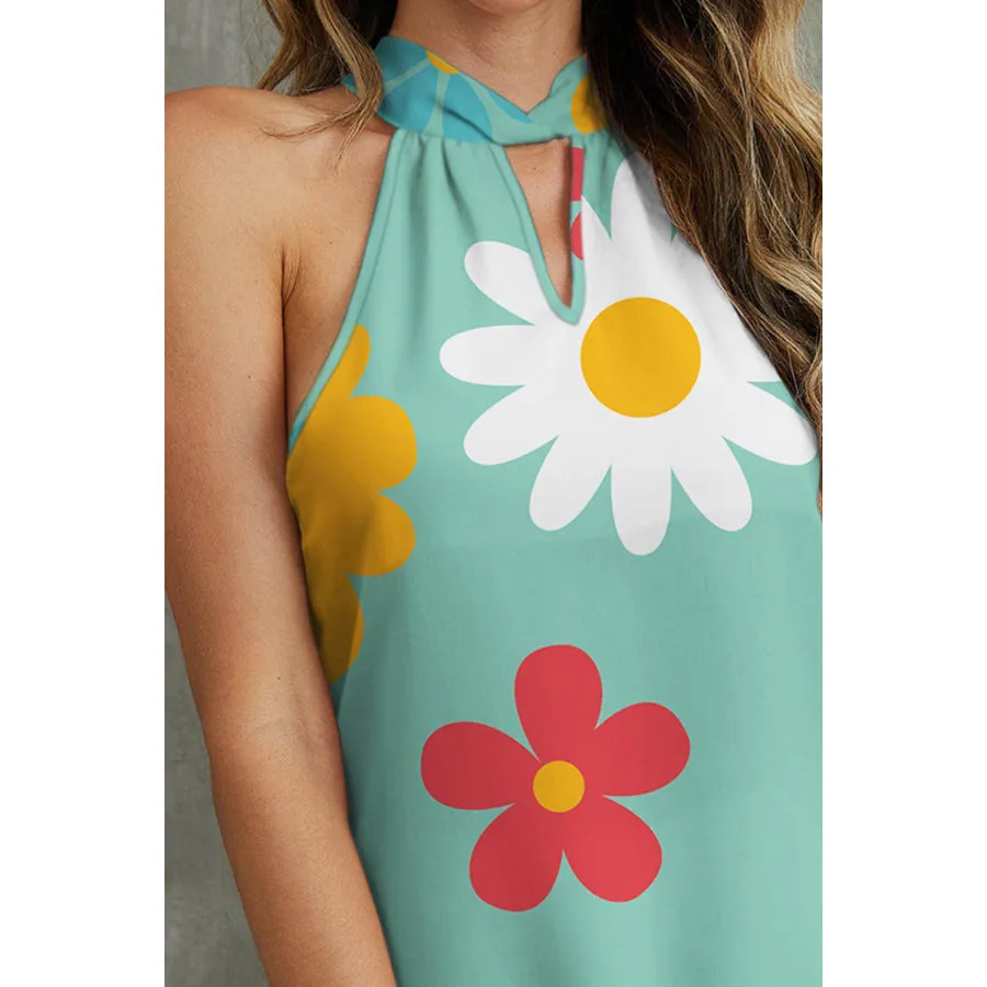 Flower Grecian Neck Tank