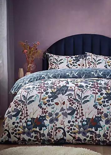 furn. Dusky Blue Midnight Panther Duvet Cover Set | Kaleidoscope