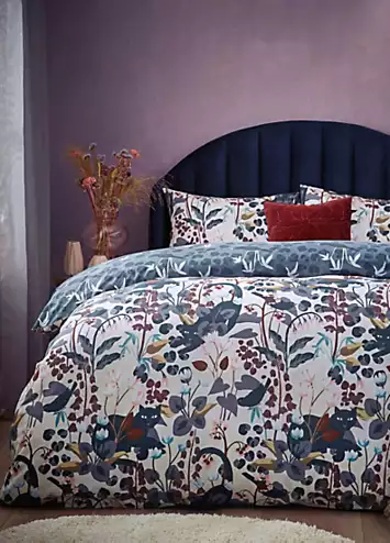 furn. Dusky Blue Midnight Panther Duvet Cover Set | Kaleidoscope