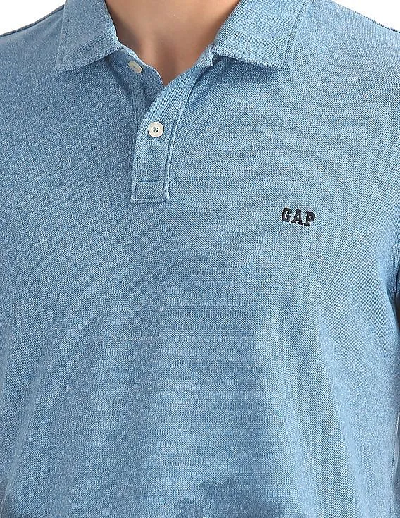 GAP Men Blue Printed Polo