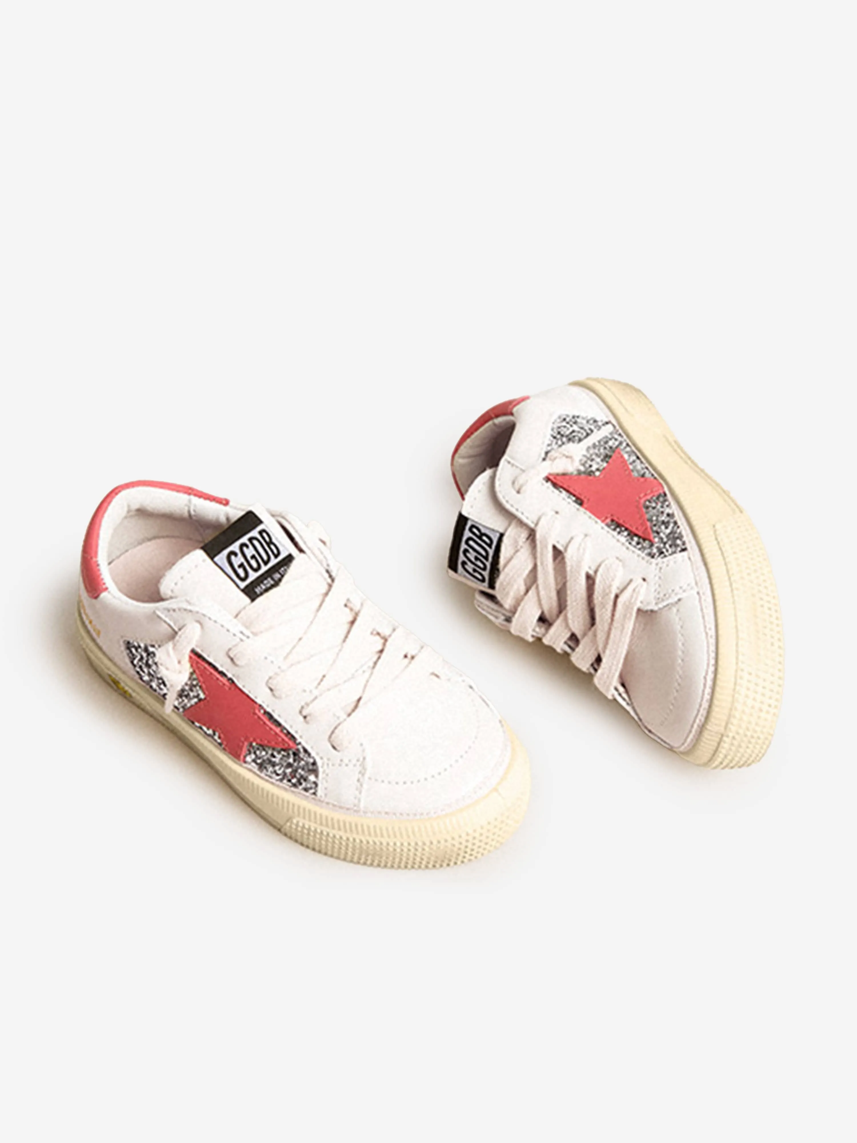 Golden Goose Girls Glitter and Leather Star May Trainers in Multicolou