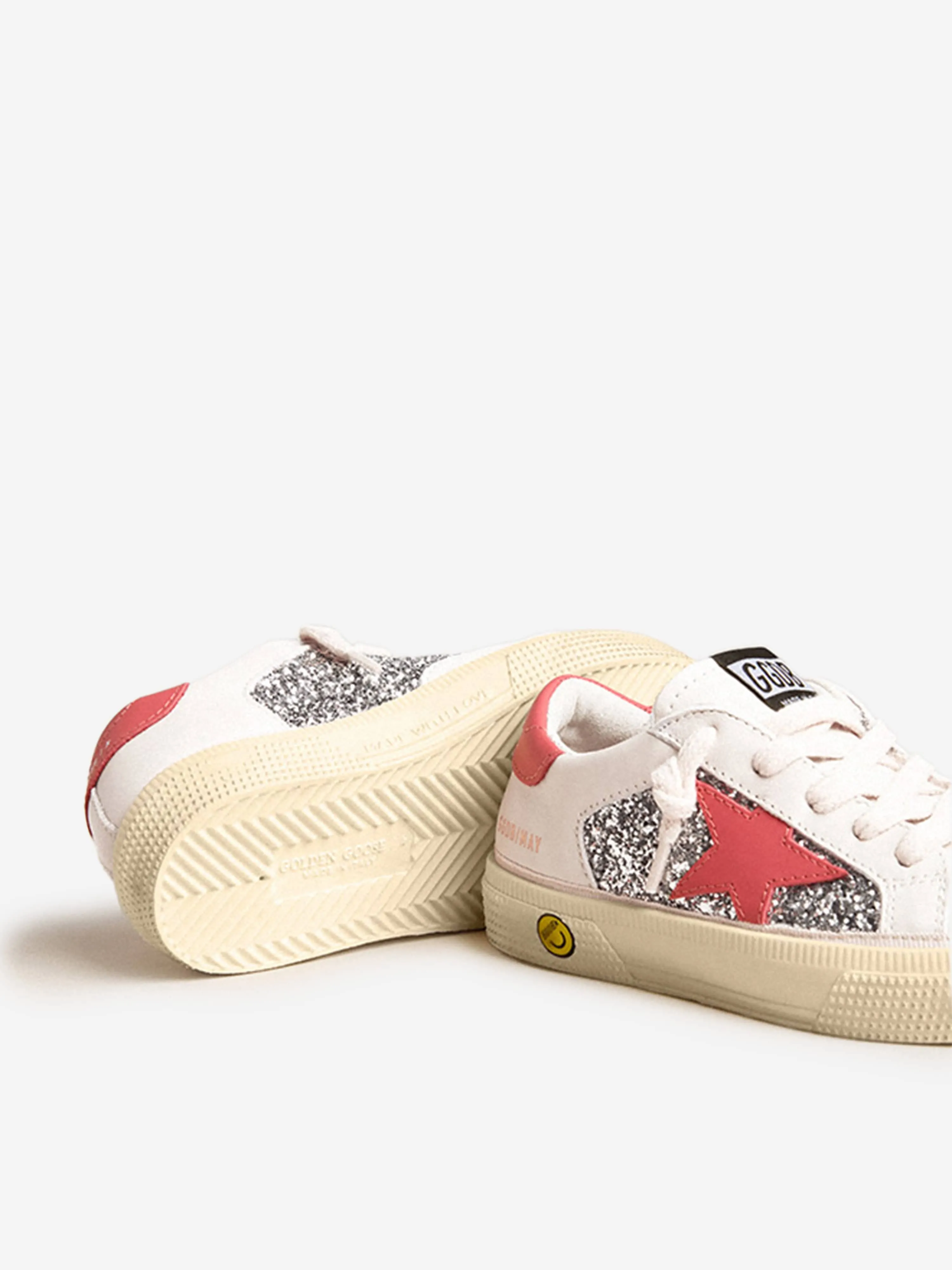 Golden Goose Girls Glitter and Leather Star May Trainers in Multicolou