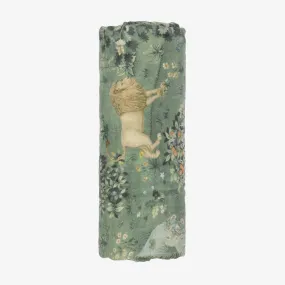 Green Cotton Muslin William Morris Blanket (100cm)