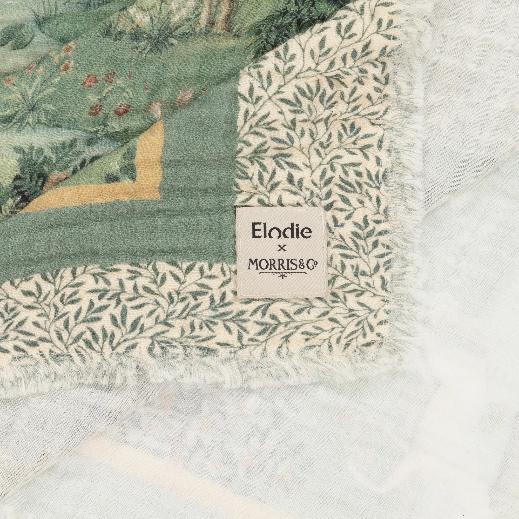 Green Cotton Muslin William Morris Blanket (100cm)