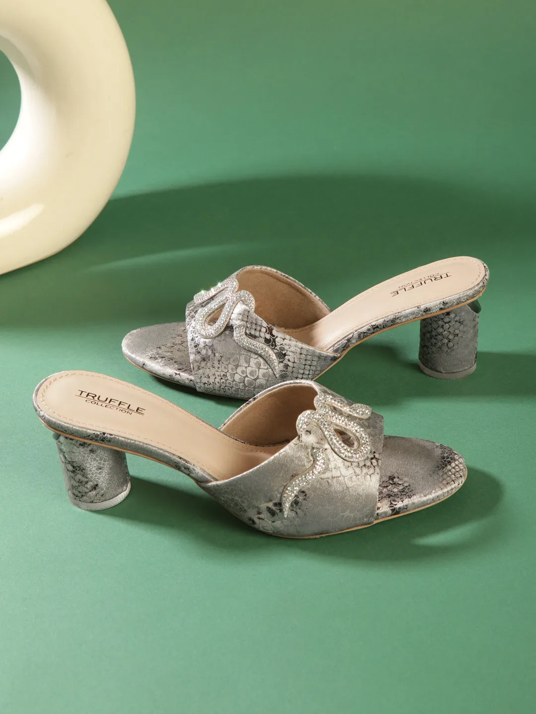 Grey PU Block Mules (TC-H00646-GRY)