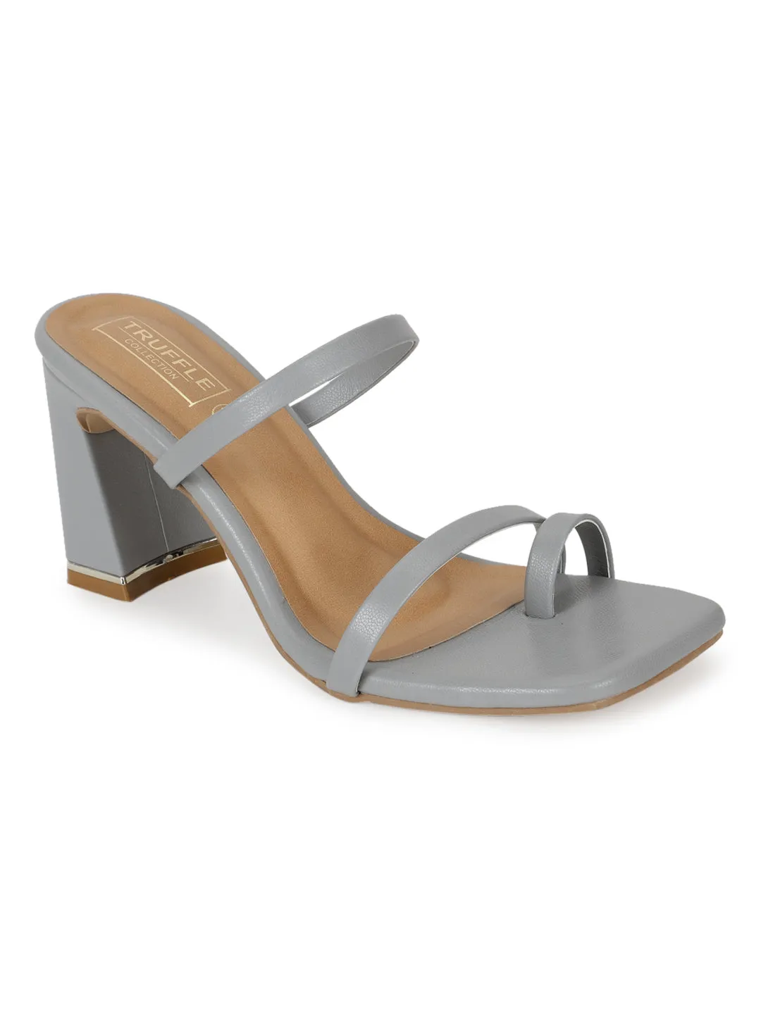 Grey PU Strappy Curved Block Heel Mules (TC-SLC-A6-GRY)