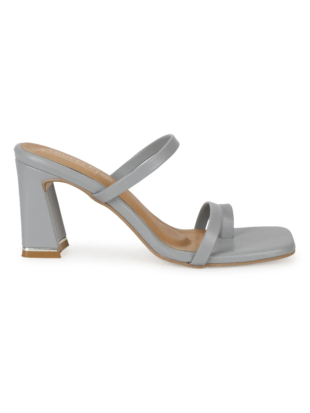 Grey PU Strappy Curved Block Heel Mules (TC-SLC-A6-GRY)