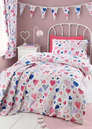 Happy Linen Co. Hearts Reversible Duvet Cover Set | Kaleidoscope